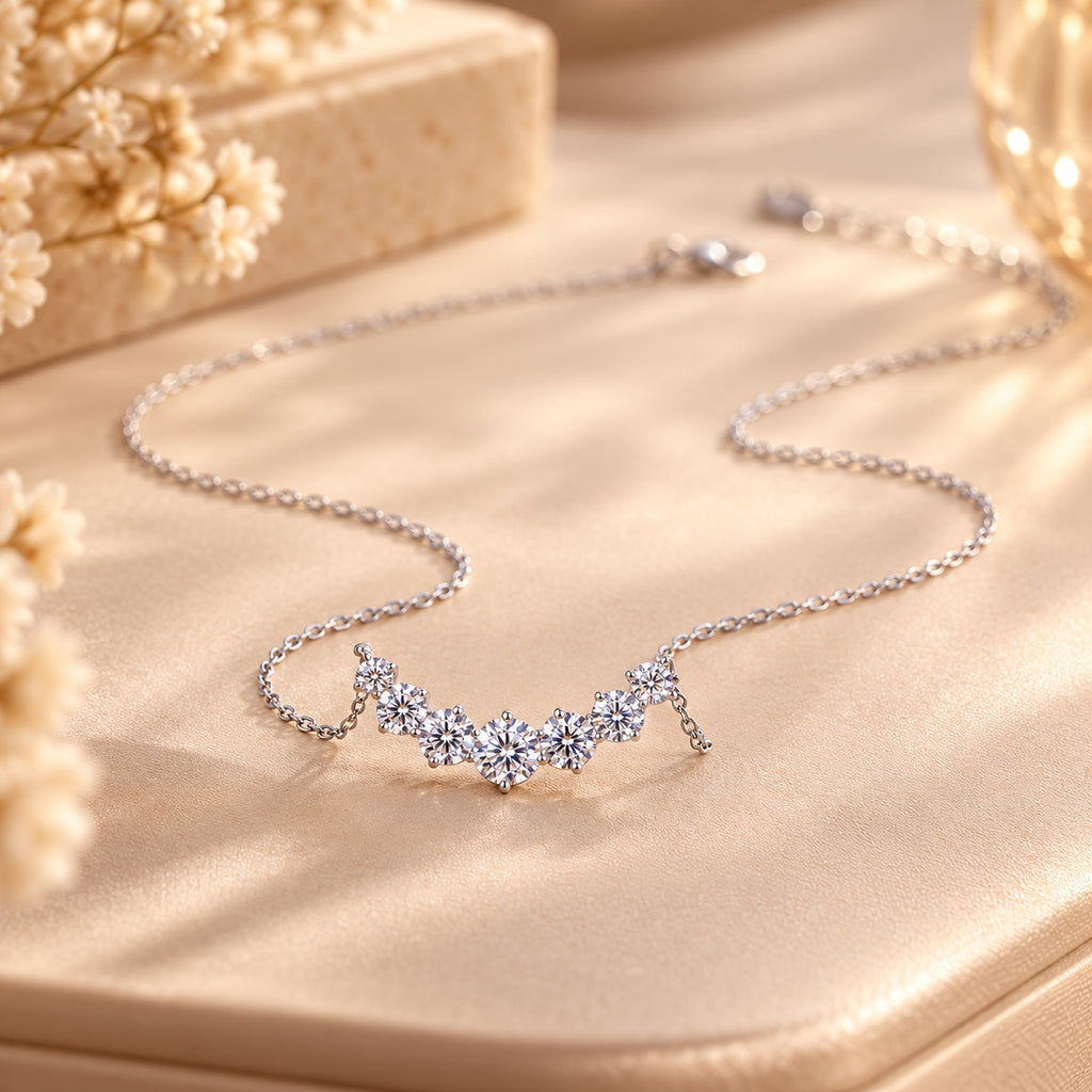 Soulia cubic zirconia smile necklace on satin