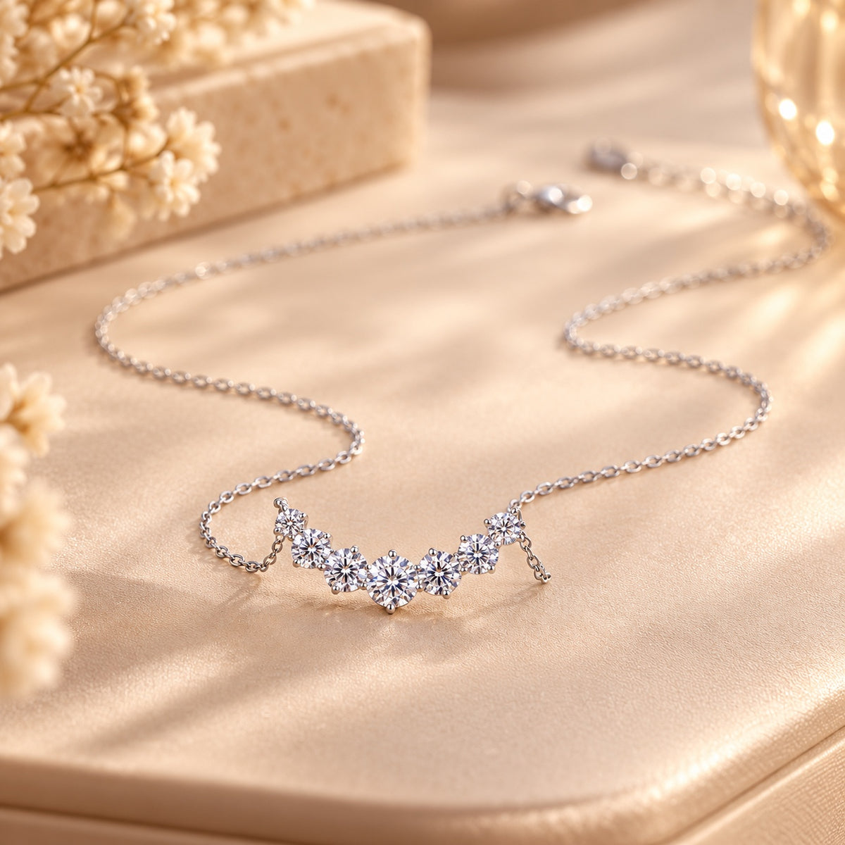 Soulia cubic zirconia smile necklace on satin